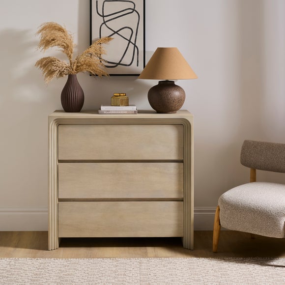 Romy Wide 3 Drawer Chest, Mango Wood
