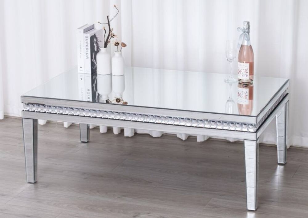 Comfy Living Ltd Mirrored Coffee Table with Crystal Detail in Silver