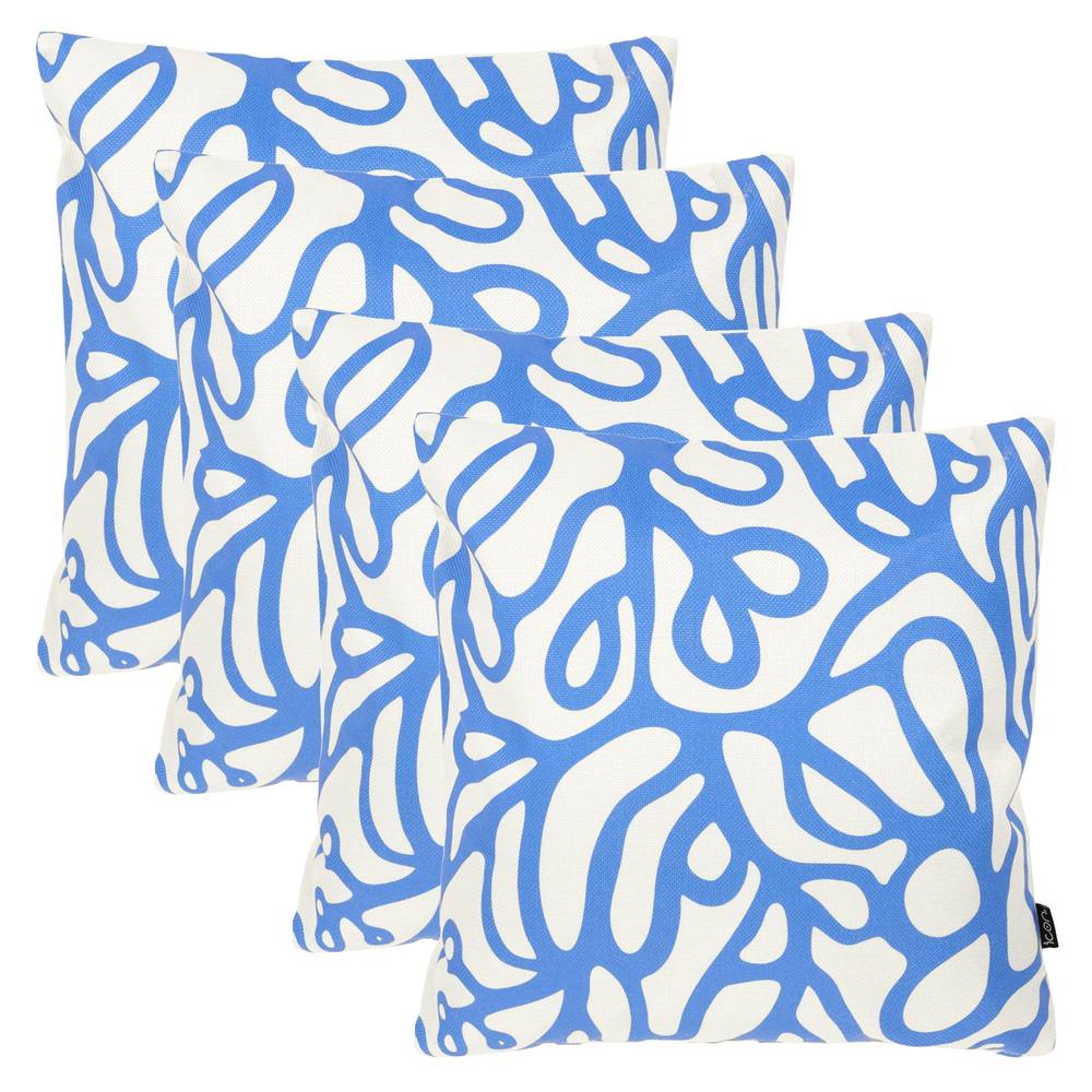 icon 4 Pack Cushion 43x43 Kyoto Fabric - Squiggle Leaf Blue