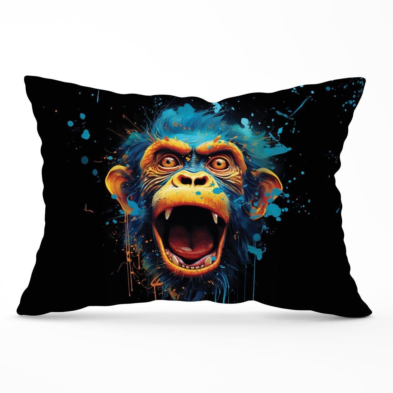 Warren Reed - Designer Crazy Monkey face Splashart Cushions in Blue