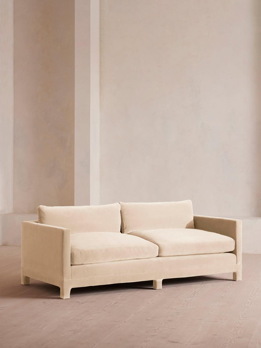 Ashford Three Seater Sofa, Velvet, Porcelain