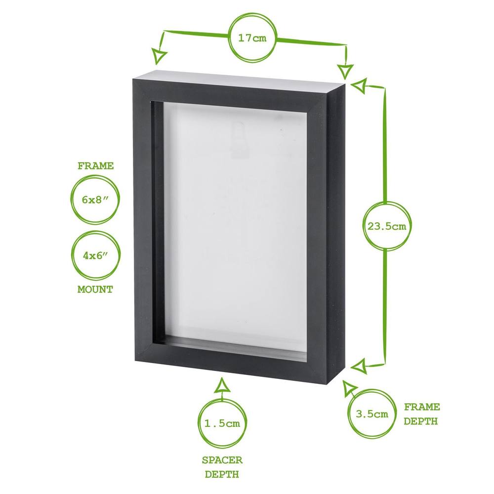 Nicola Spring 3D Box Photo Frames with 4" x 6" Mounts - A5 (6" x 8") - White Mount - Pack of 5 4