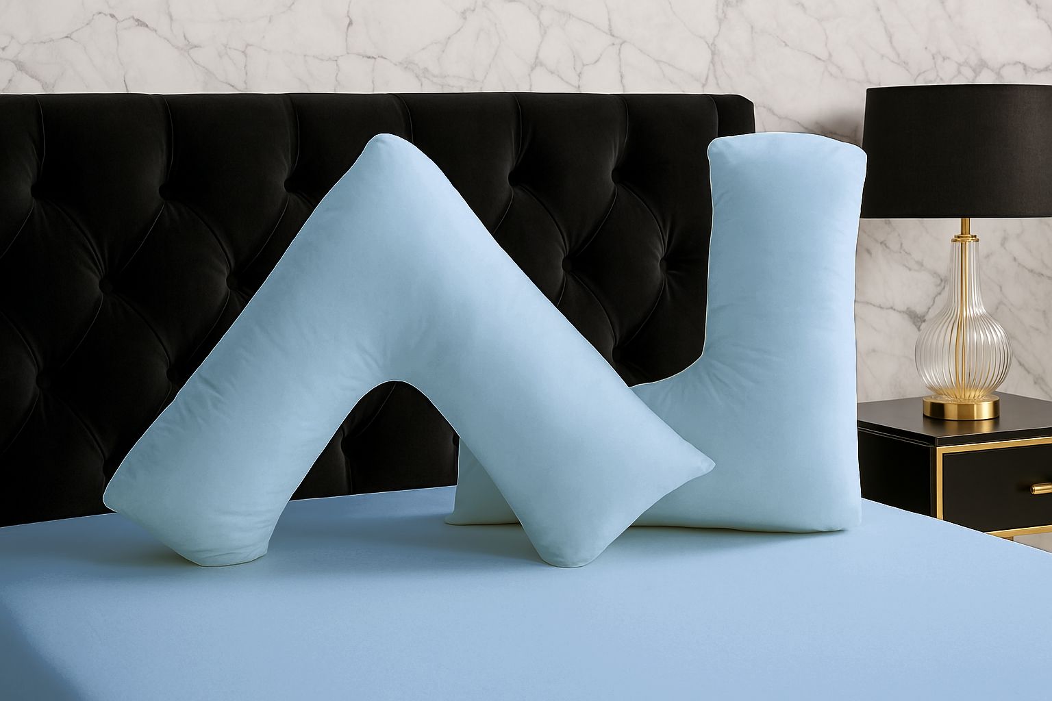 Snug City Microfibre Soft Touch V Shape Plain Dyed Pillowcase in Light Blue