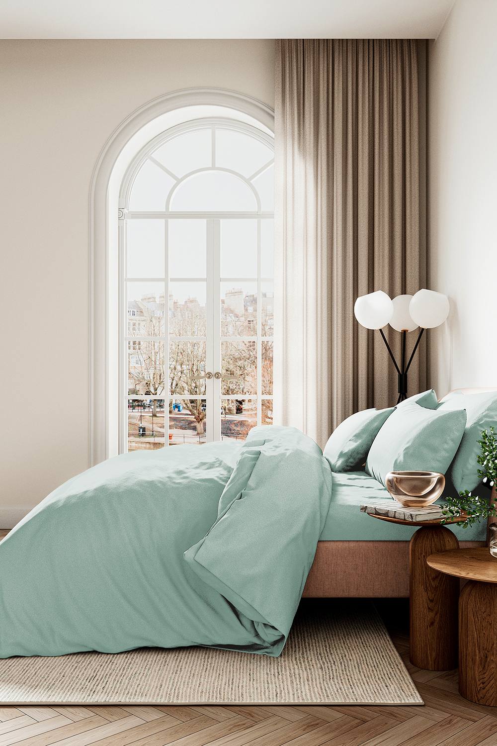 1951 'Luxury 400 Thread Count' Cotton Sateen Flat Sheet in Green 3