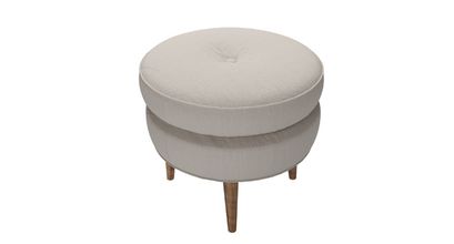 Felix Round Footstool in Stone Brushed Linen Cotton - sofa.com