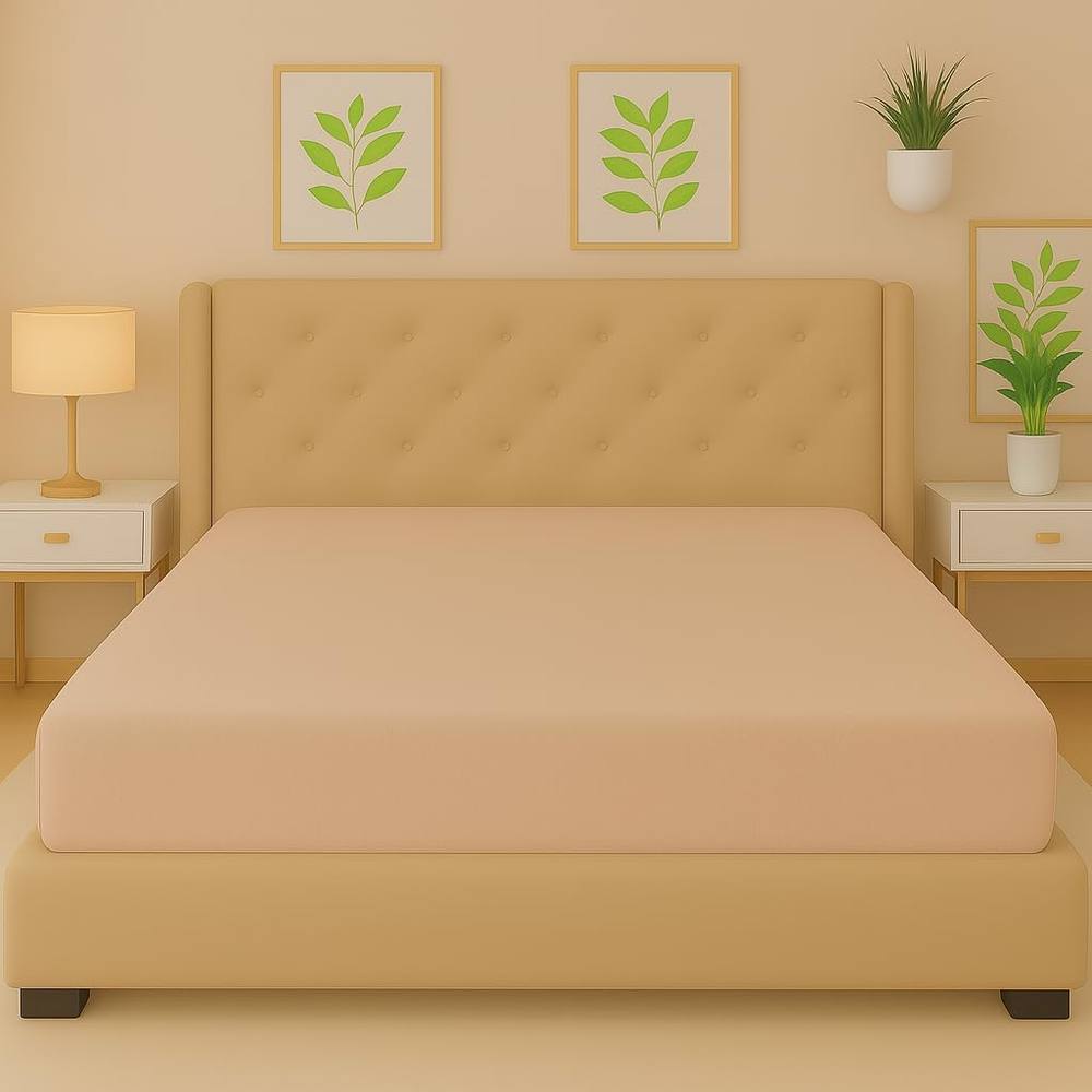 Homes-Linen Flannelette Fitted Sheet 100% Brushed Cotton 25cm Deep in Beige