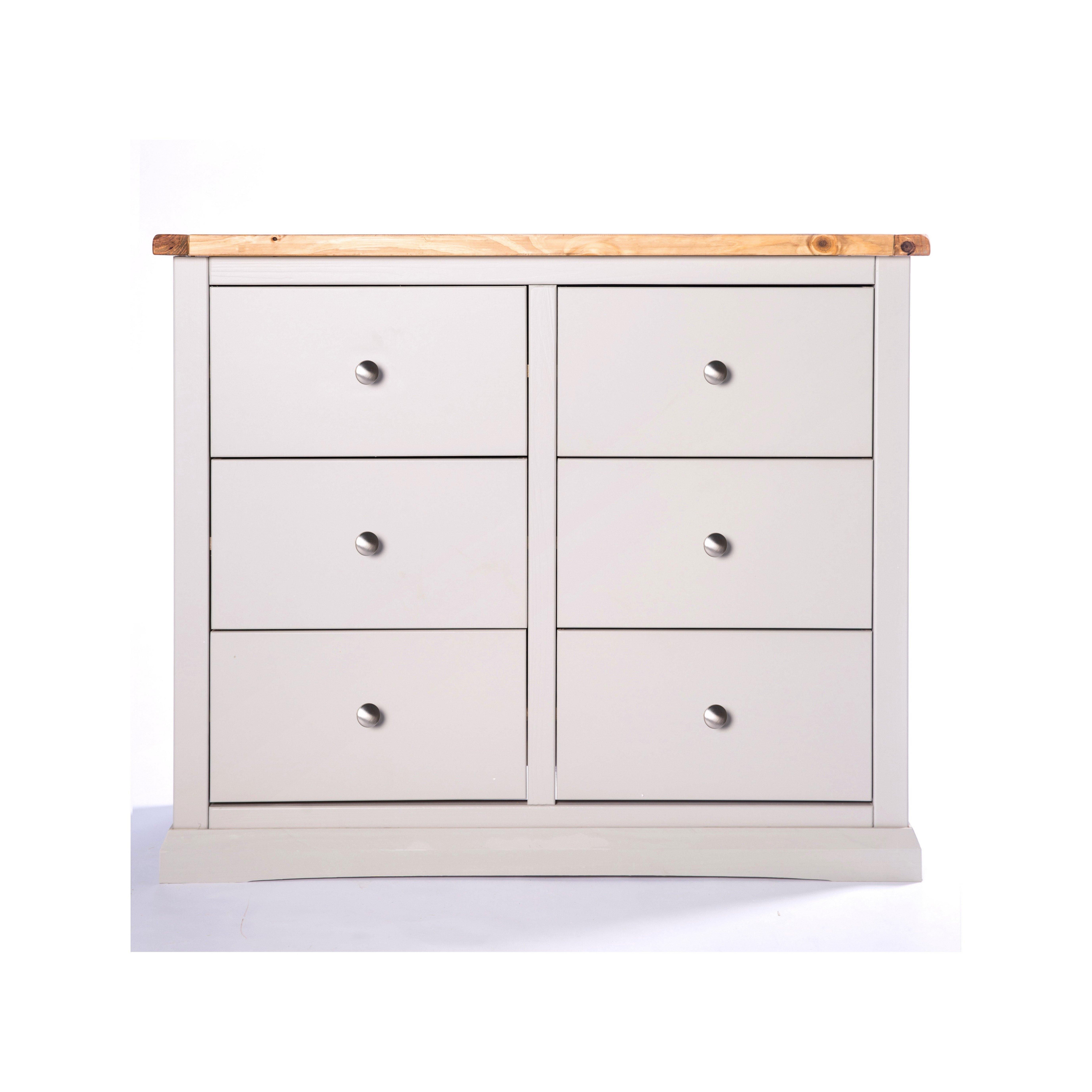 Cabinet Bits Loreo 6 Drawer Chest of Drawers Chrome Knob in Light Grey