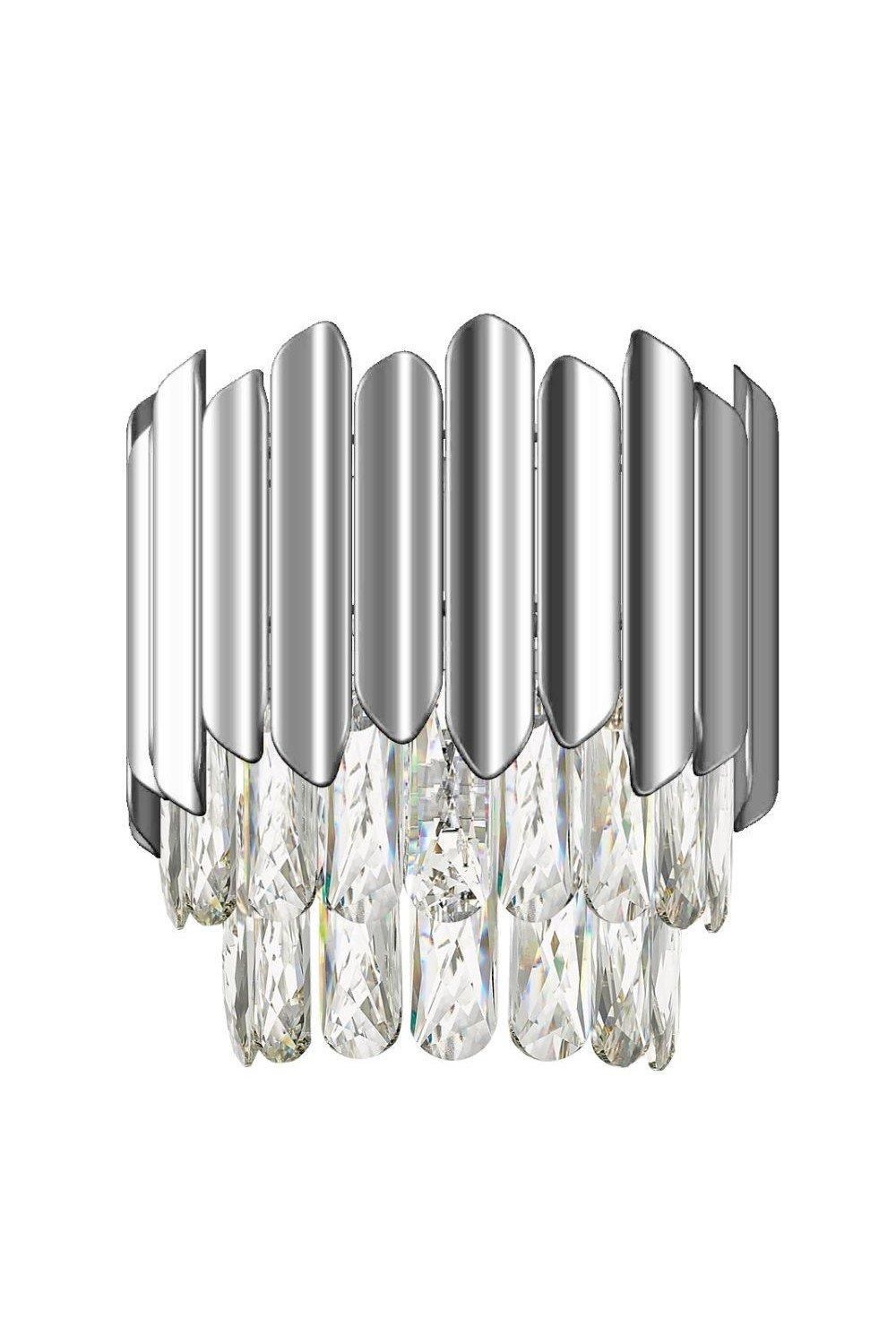 Netlighting Grenada 1 Light Wall Lamp Chrome Crystal in Grey