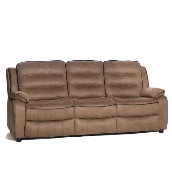 Lovell Contemporary Fabric 3 Seater Sofa In Brown