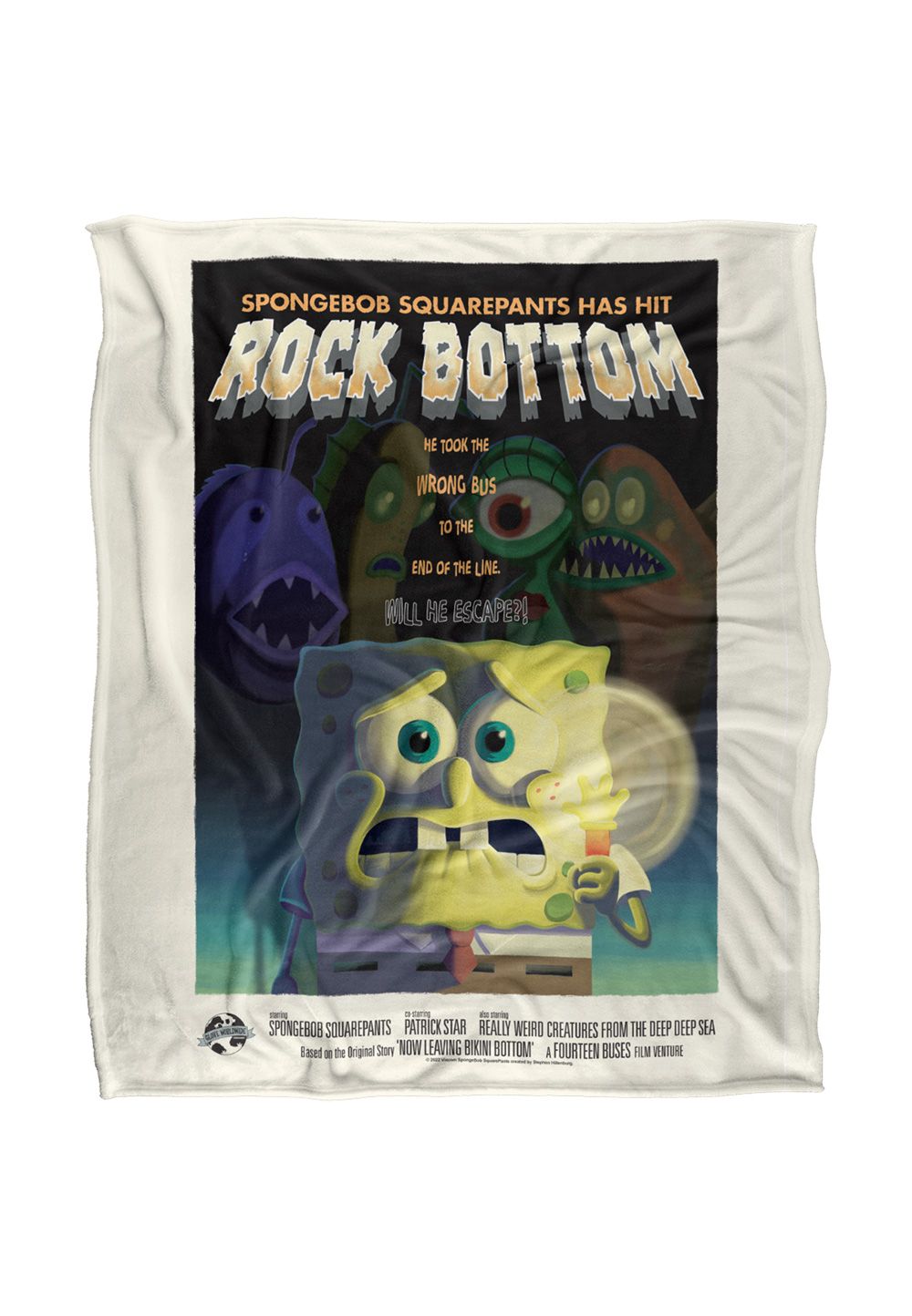 Spongebob Rock Bottom Silky Touch Super Soft Throw Blanket 152 X 127 cm in White