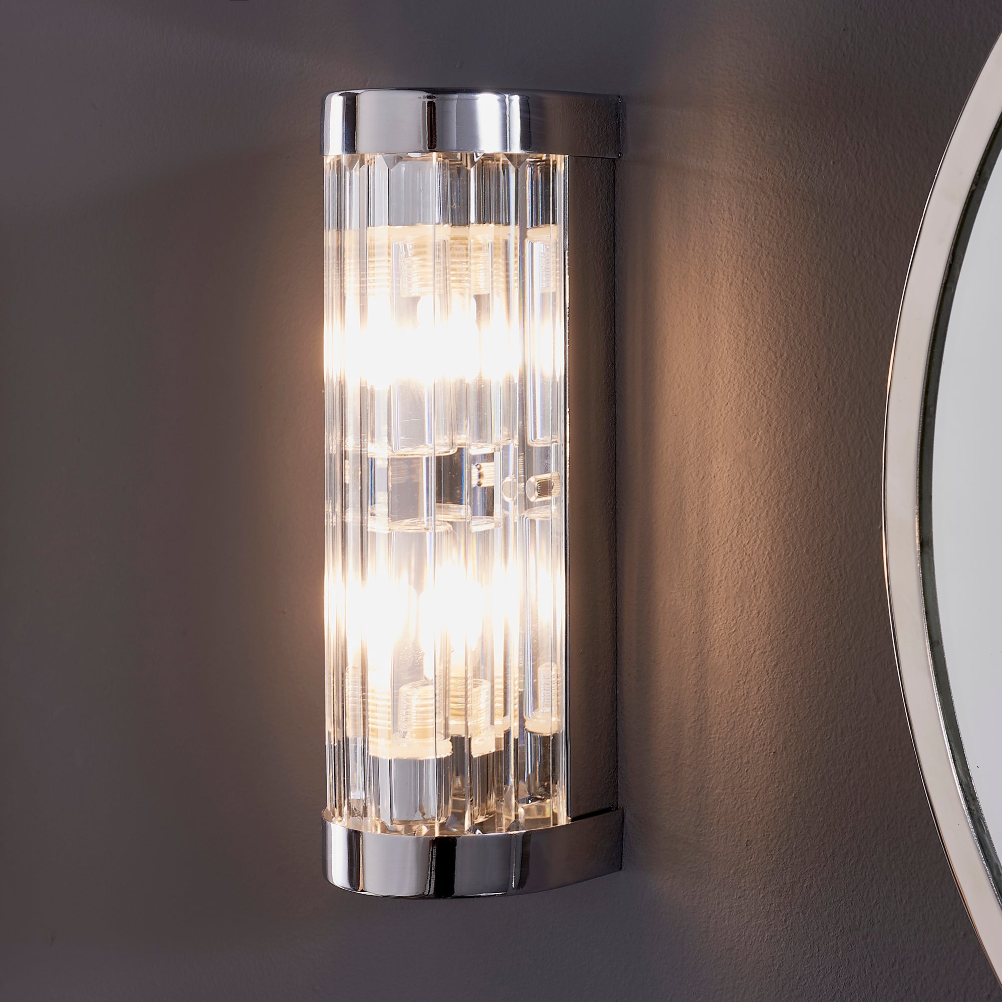 Vogue Crystal Shimmer 2 Light Bathroom Wall Light Chrome