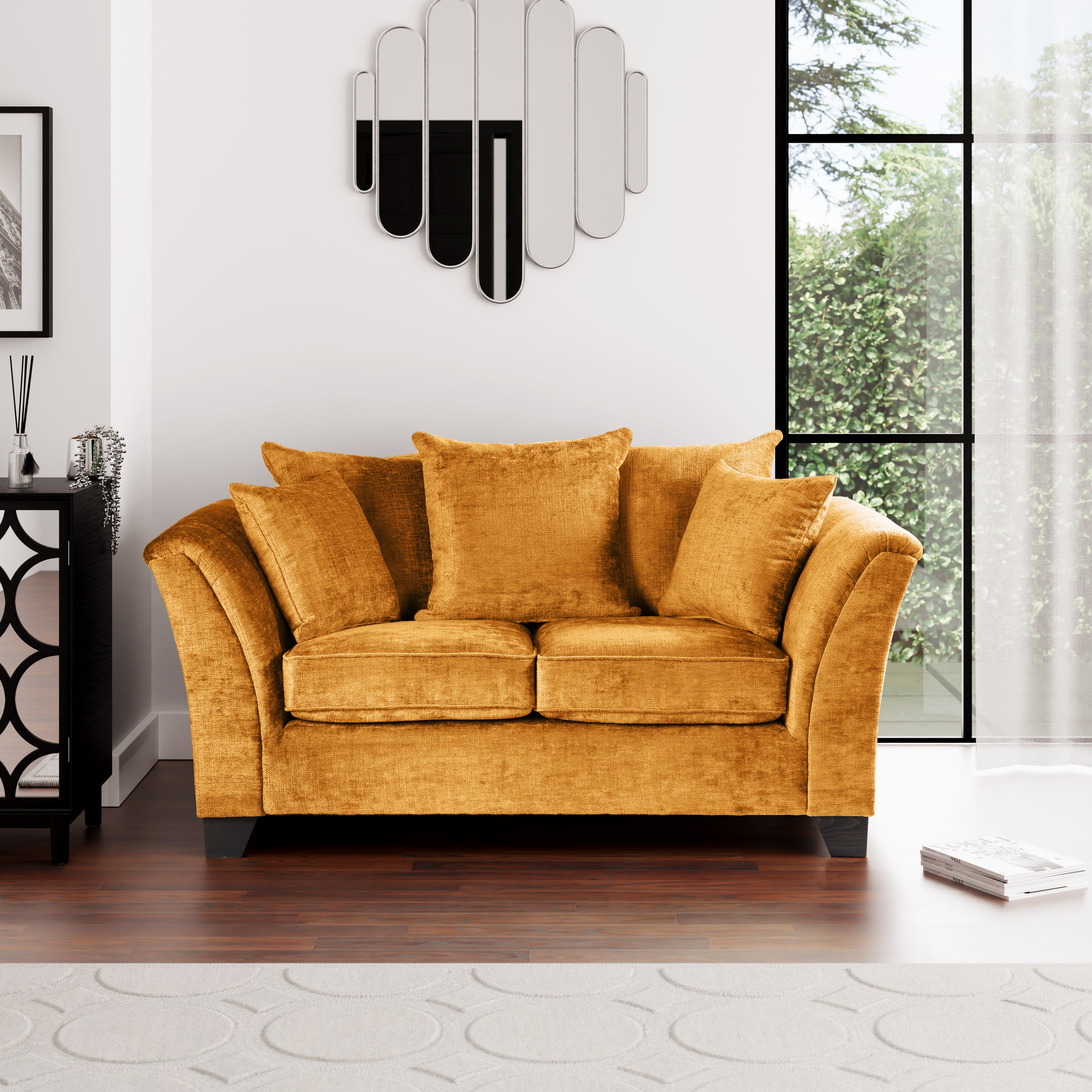 Giovanna Chenille 2 Seater Sofa Amber Gold