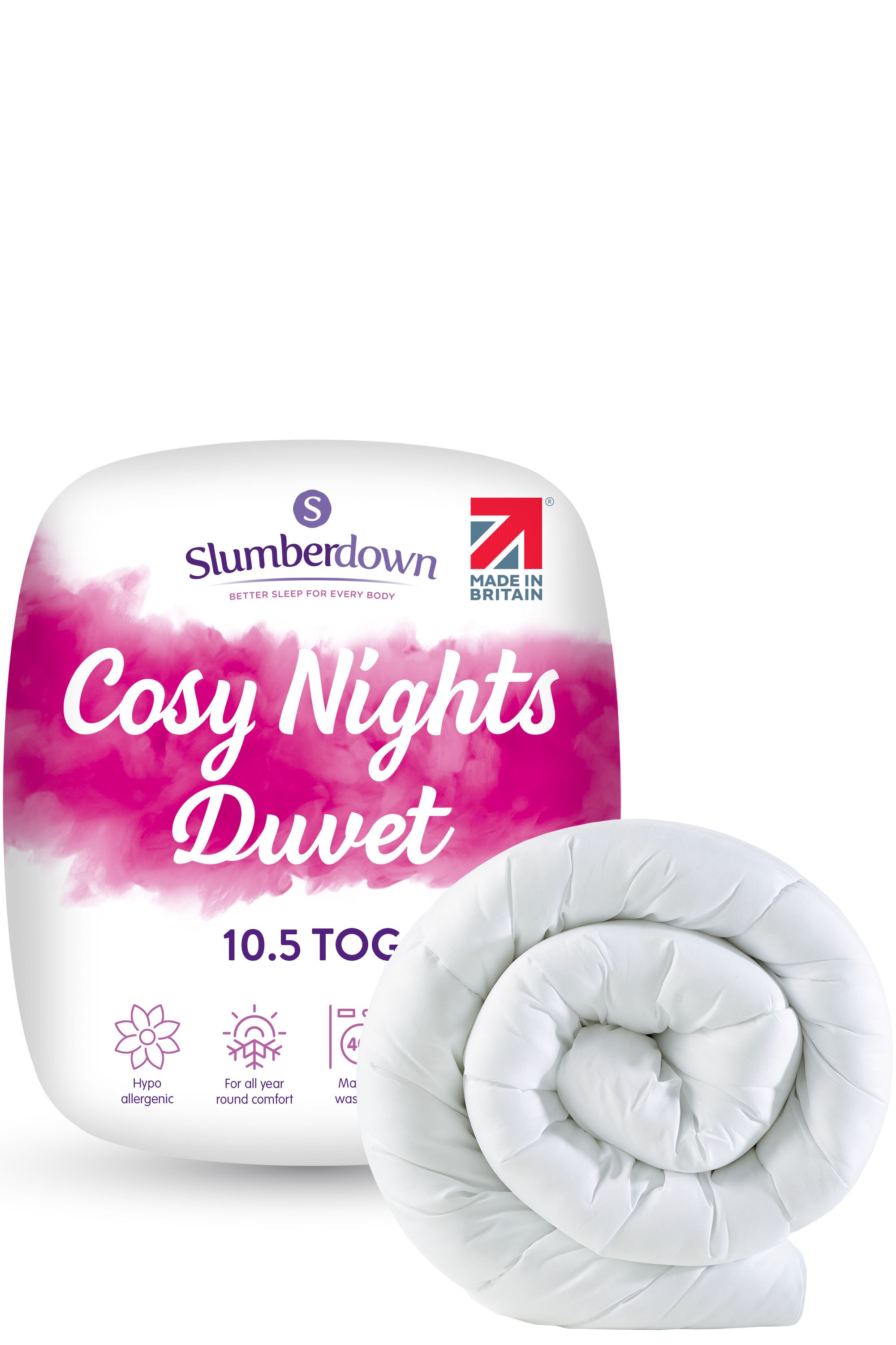 Slumberdown Cosy Nights 10.5 Tog All Year Round Duvet in White