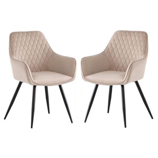 Toronto Natural Matt Velvet Dining Armchair In A Pair