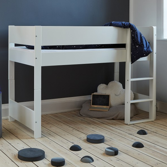 Huia Kids Wooden Mid Sleeper Bunk Bed In White