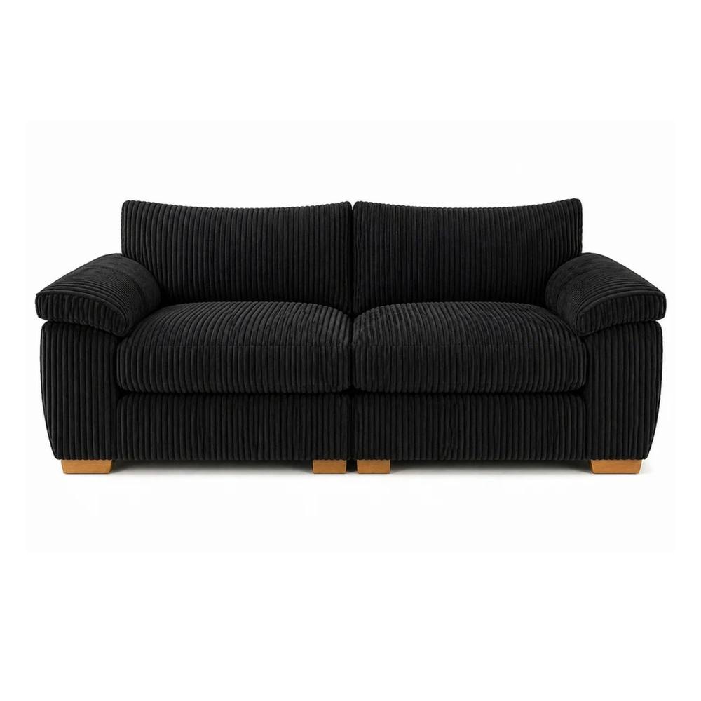 Bliss Furniture Amalfi 2 Seater Split Sofa Soft Fabric in Black