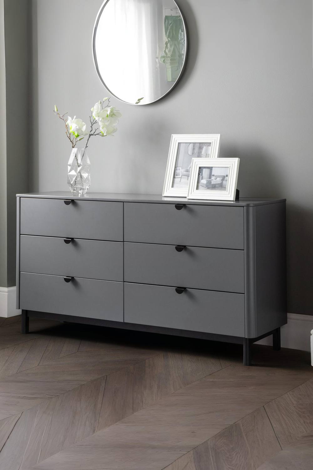Julian Bowen Chlo 6 Drawer Wide Chest in Dark Grey