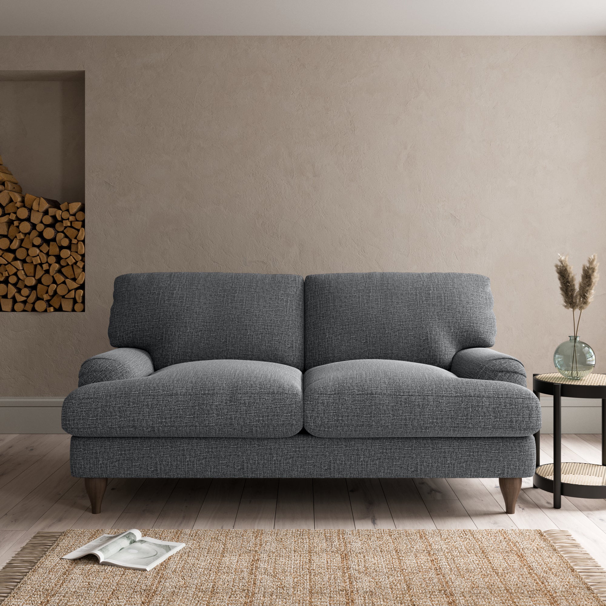 Darwin Slub Cotton Blend 2 Seater Sofa Slub Cotton Black
