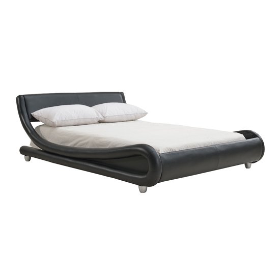 Galaxy Faux Leather King Size Bed In Black
