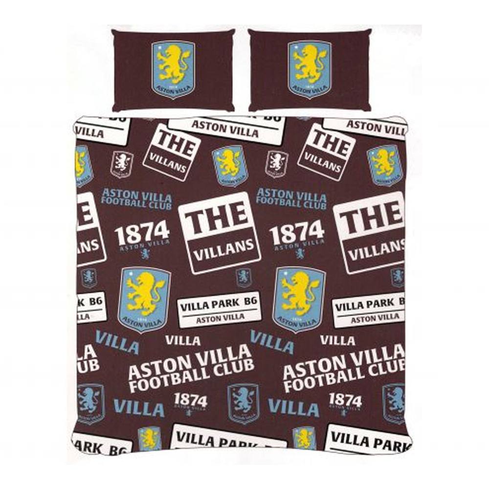 Aston Villa FC Patch Duvet Cover Set in Dark Red