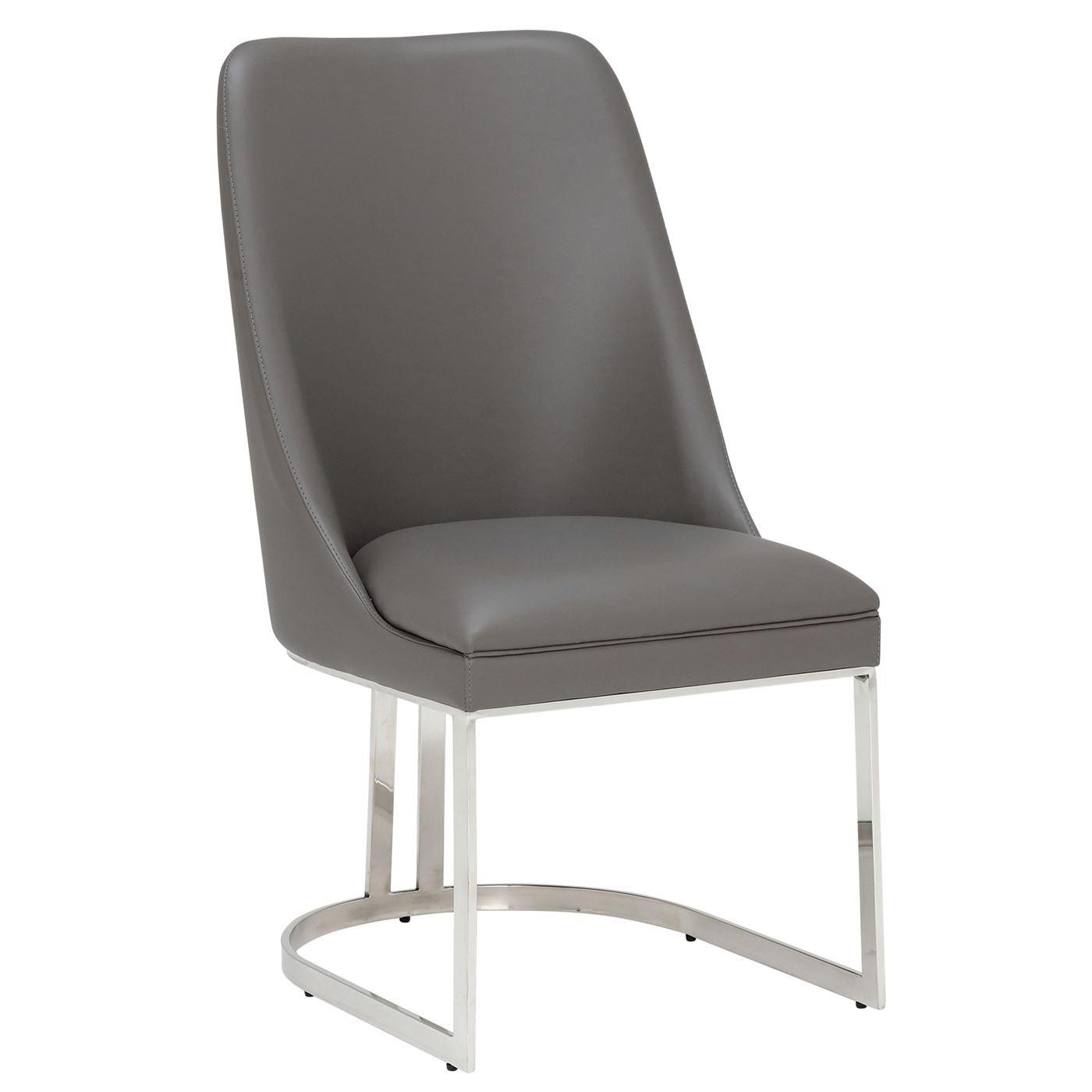Rosalind Dining Chair - Grey - Leather - Plain - W63 x D49 x H98cm - Barker & Stonehouse