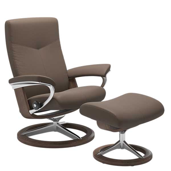 Stressless Large Dover Signature Chair   Stool  Batick Mole and Walnut