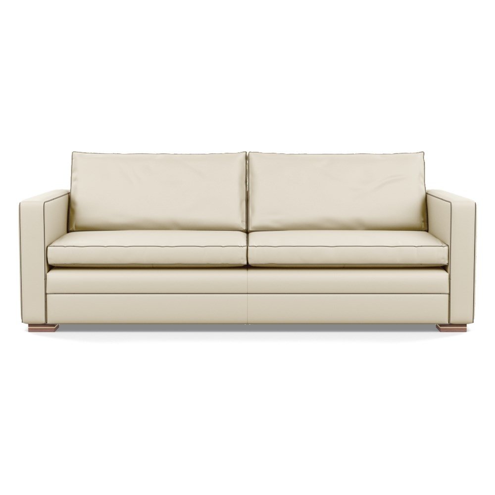 Heal's Palermo 4 Seater Sofa Leather Grain Storm 006 Brass and Walnut Feet