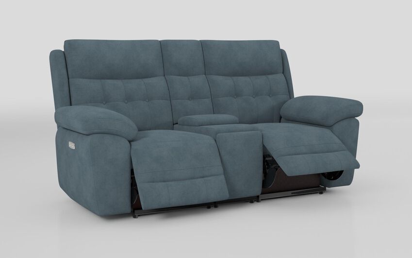 Blue Fabric Belford 2 Seater Power Sofa with Console