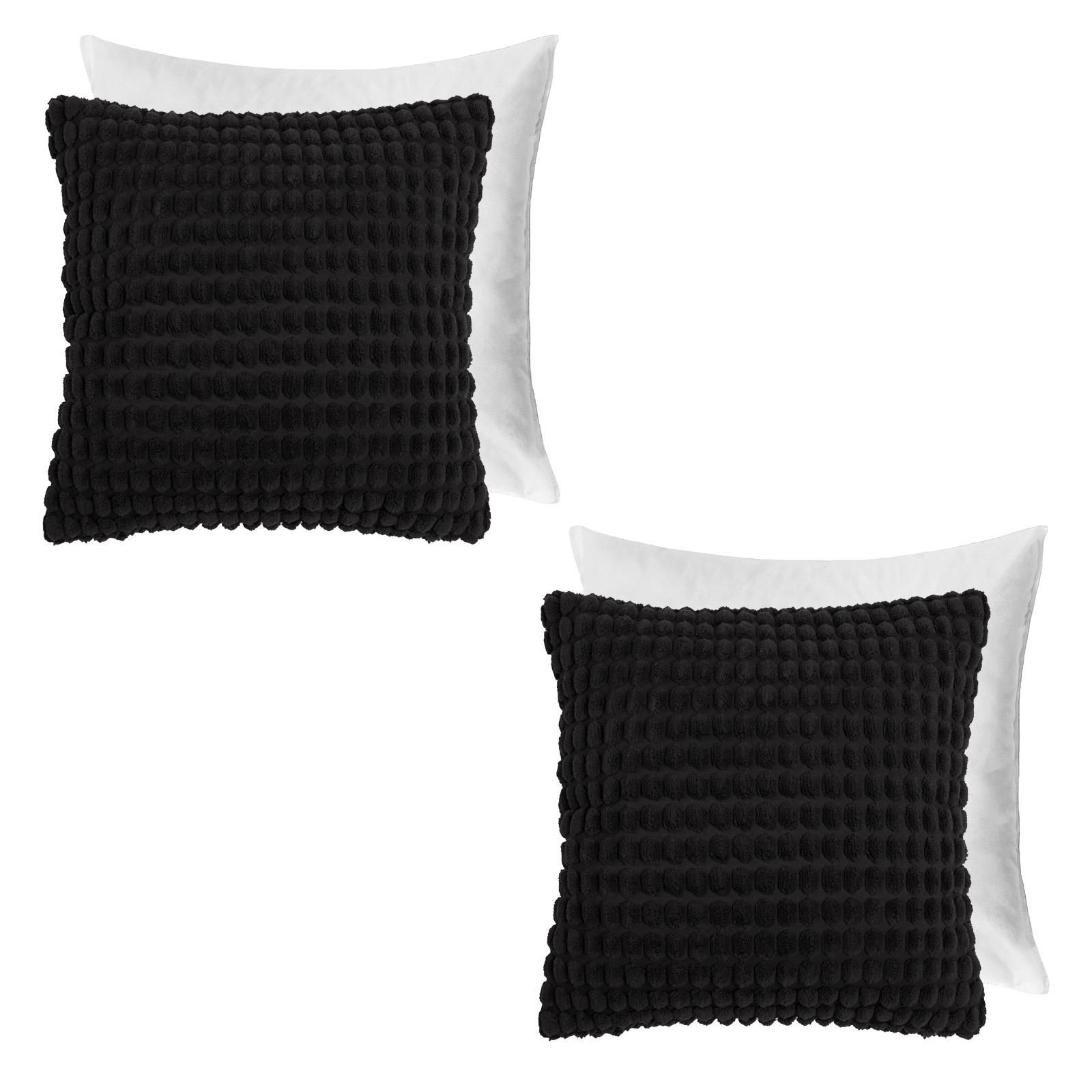 OHS 2 Pack Bobble Filled Cushion Covers Home Decor Set in Black