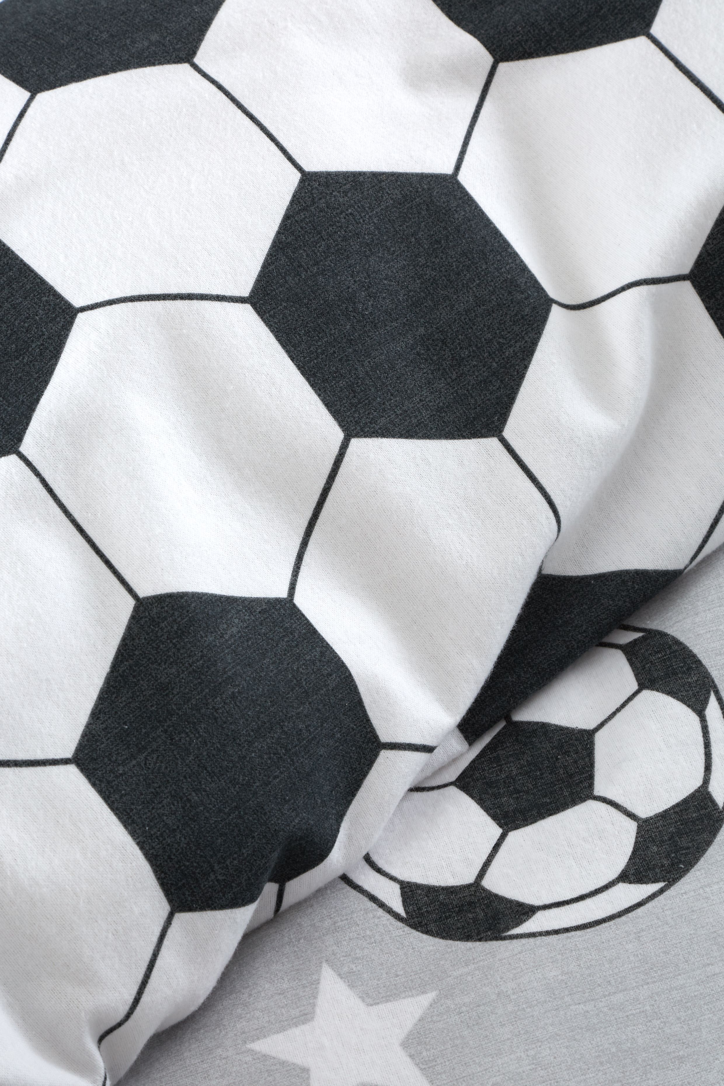 Catherine Lansfield 'Brushed Cotton Football Stars' Reversible Duvet Cover Set in Grey 4