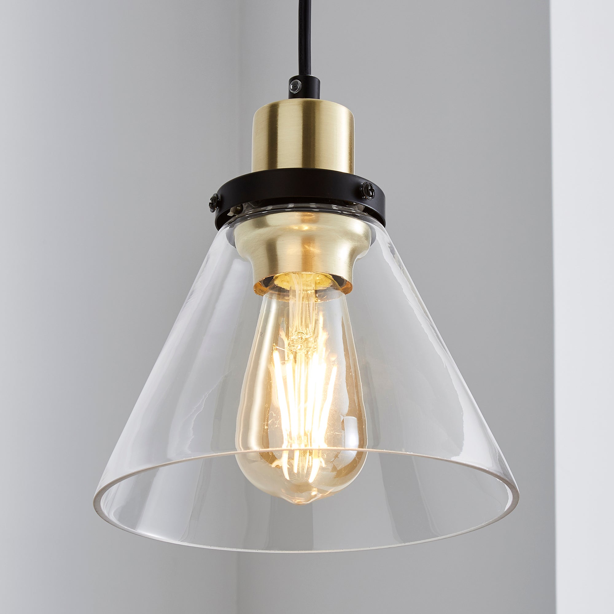 Warren Glass Pendant Ceiling Fitting Black