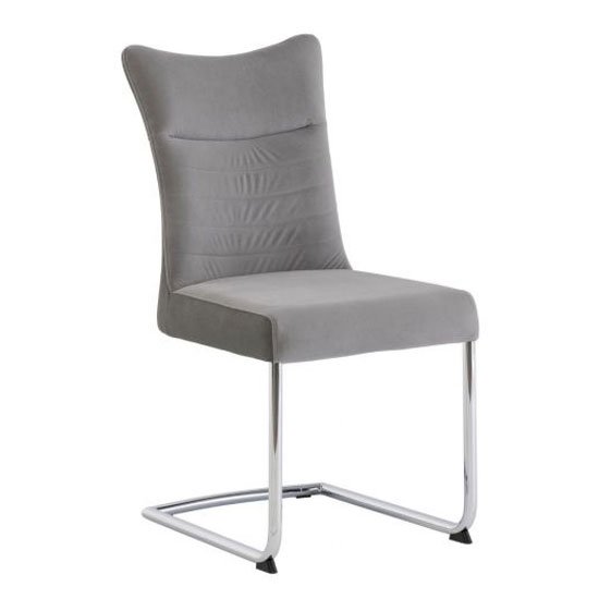 Pasadena Matt Velvet And PU Dining Chair In Grey