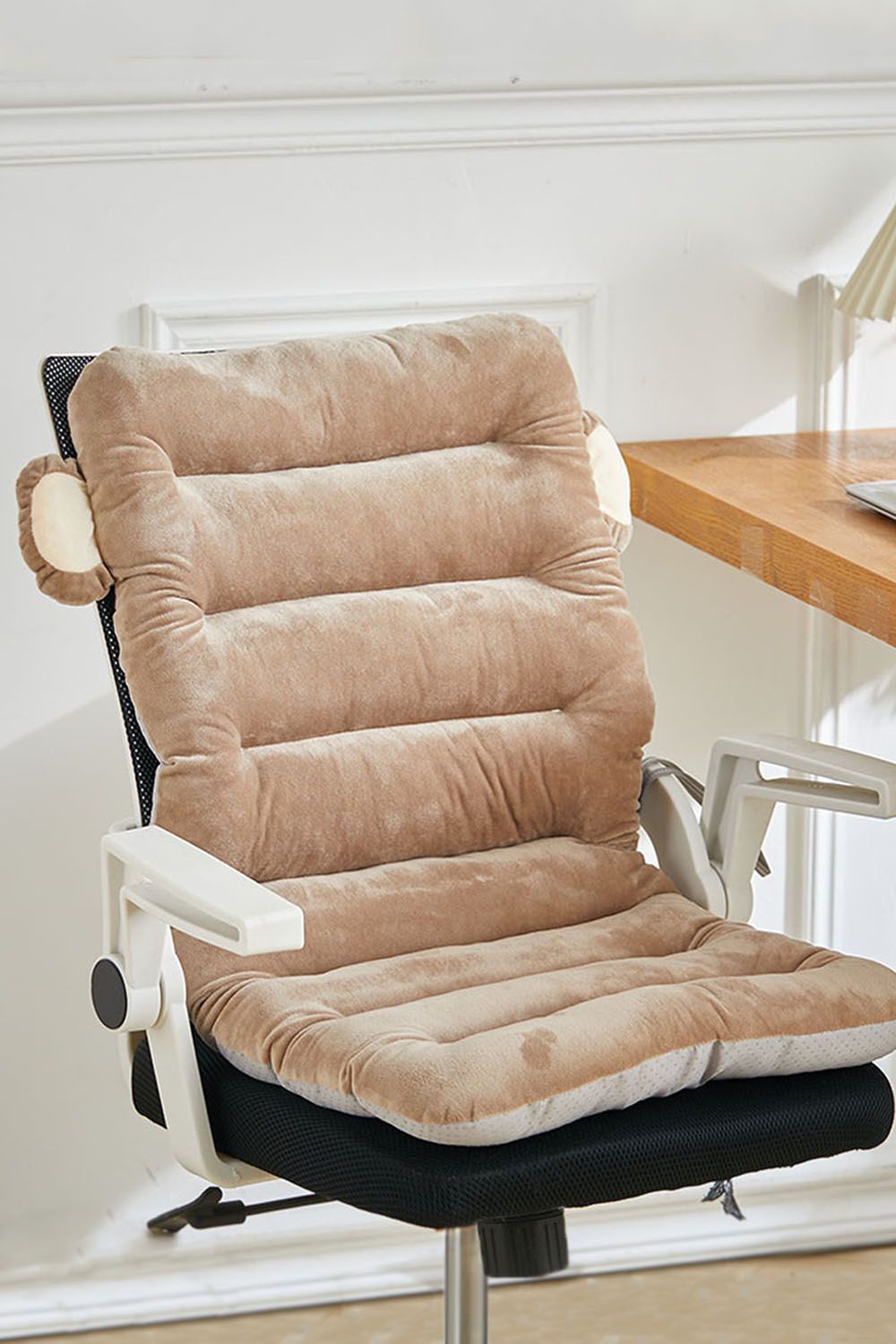 Living and Home Integrated Plush Desk Chair Cushion in Khaki