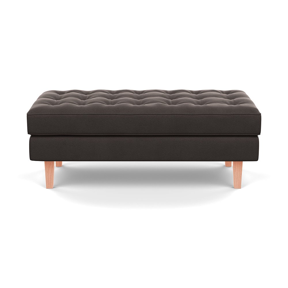 Heal's Hepburn Ottoman Nobilis Velvet Sable Natural Feet