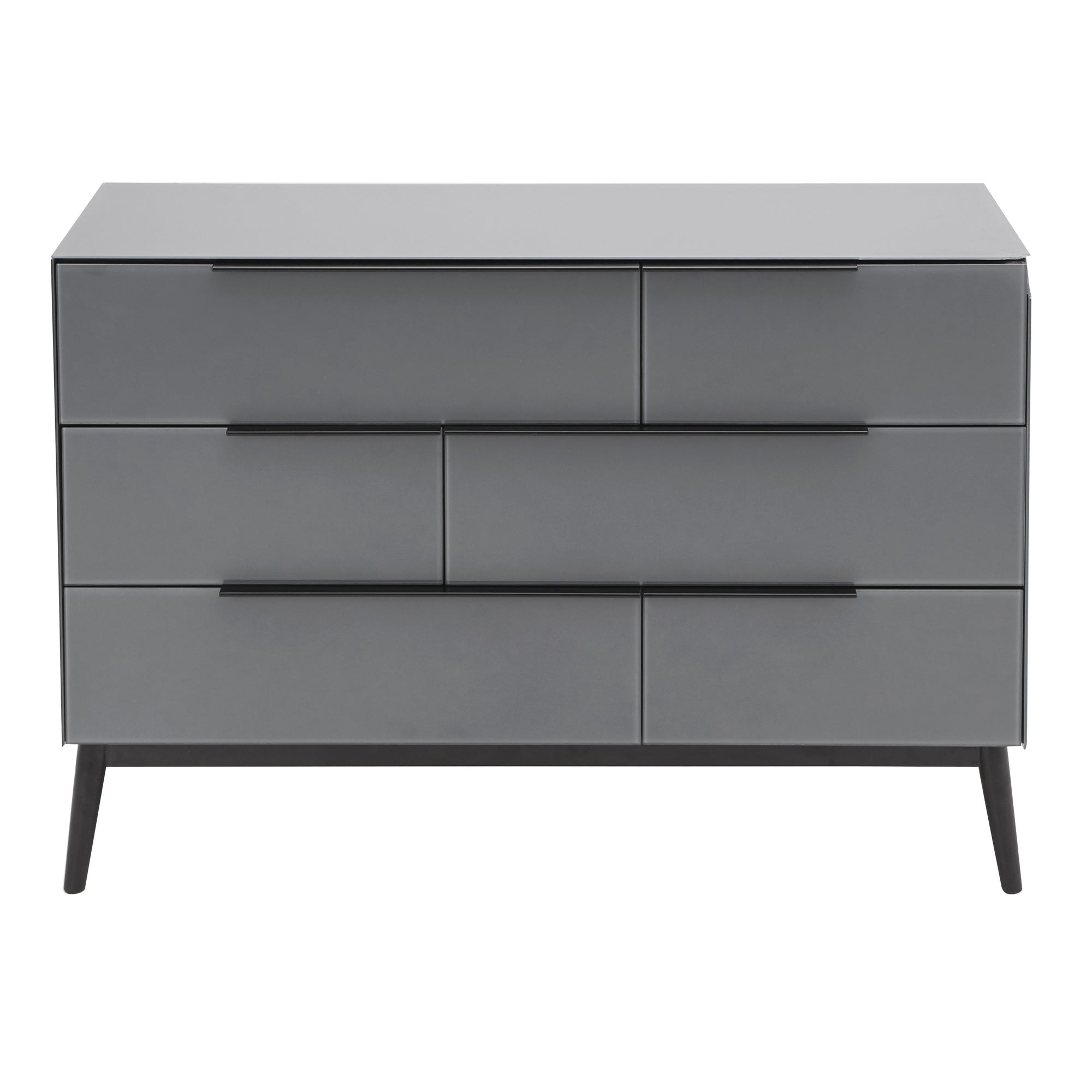 Monroe Glass 6 Drawer Chest Grey