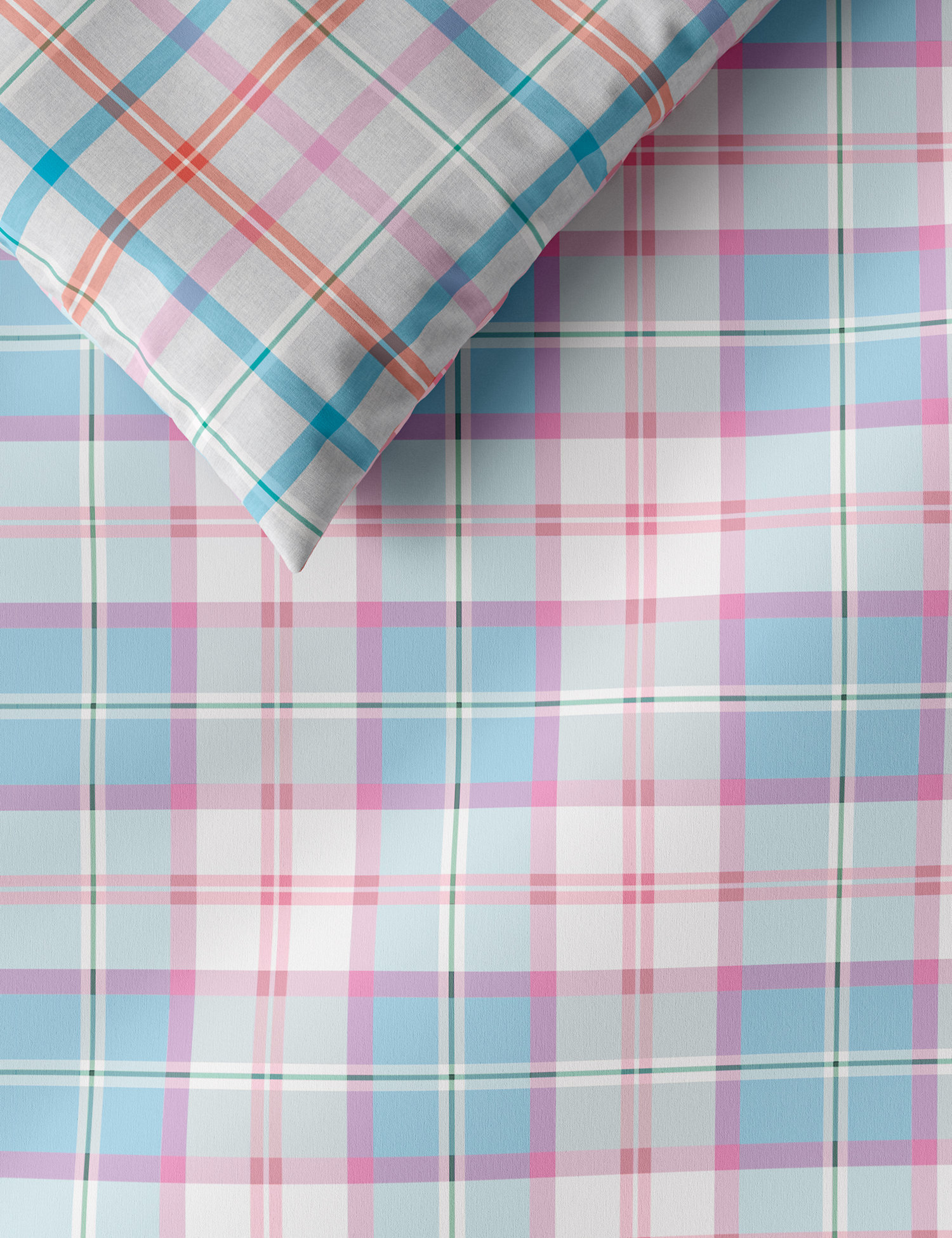 M&S Cotton Blend Checked Bedding Set