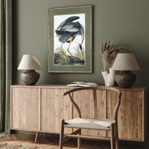 Vintage Blue Heron Framed Print