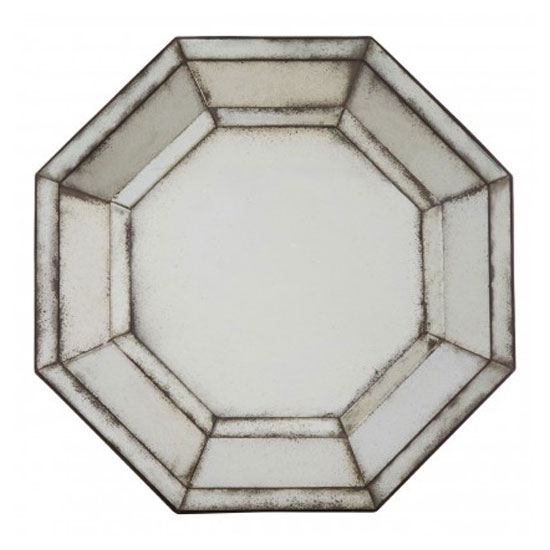 Raze 3D Hexagonal Wall Bedroom Mirror In Antique Silver Frame