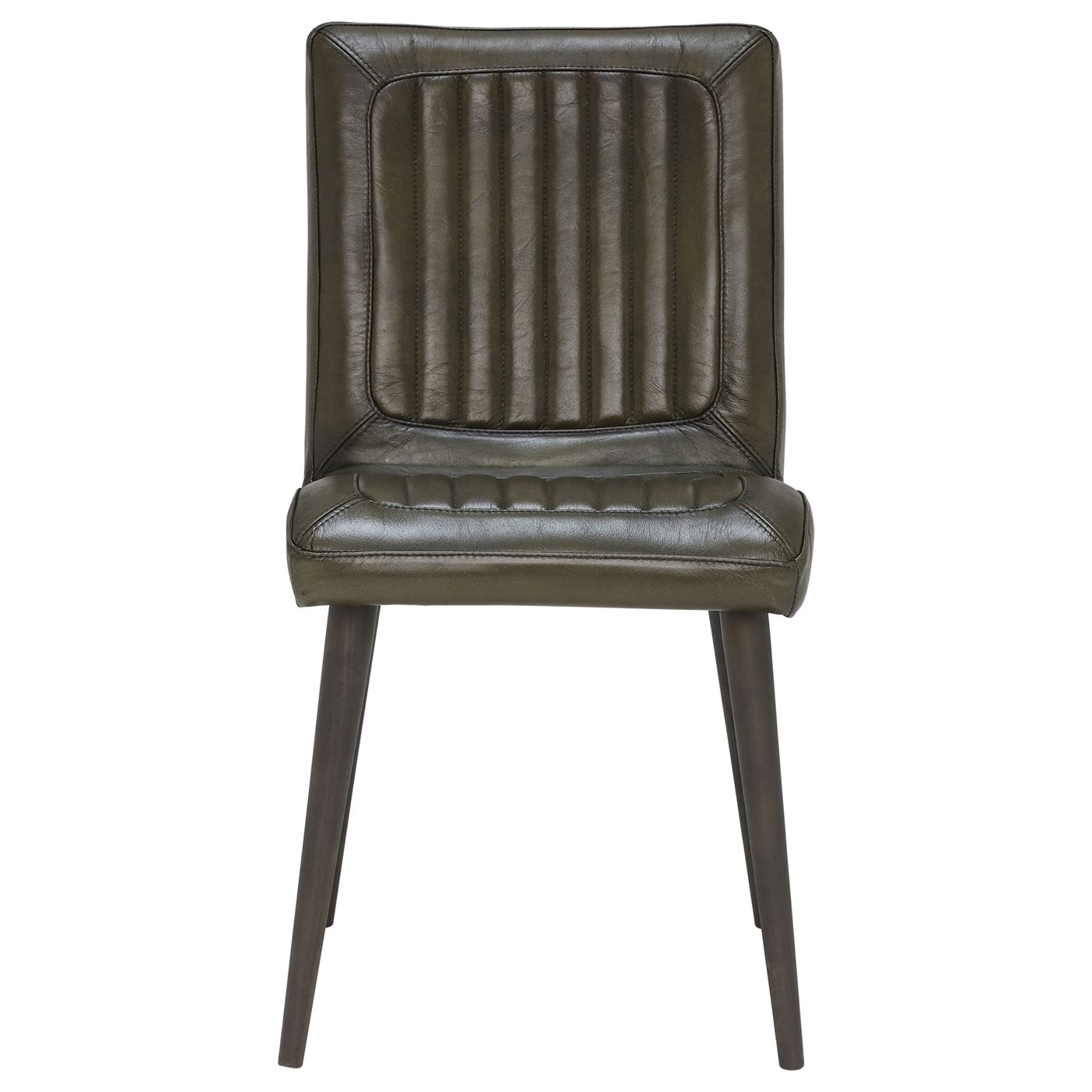 Jensen Dining Chair - Brown - Leather - Striped - W55 x D61 x H85cm - Barker & Stonehouse