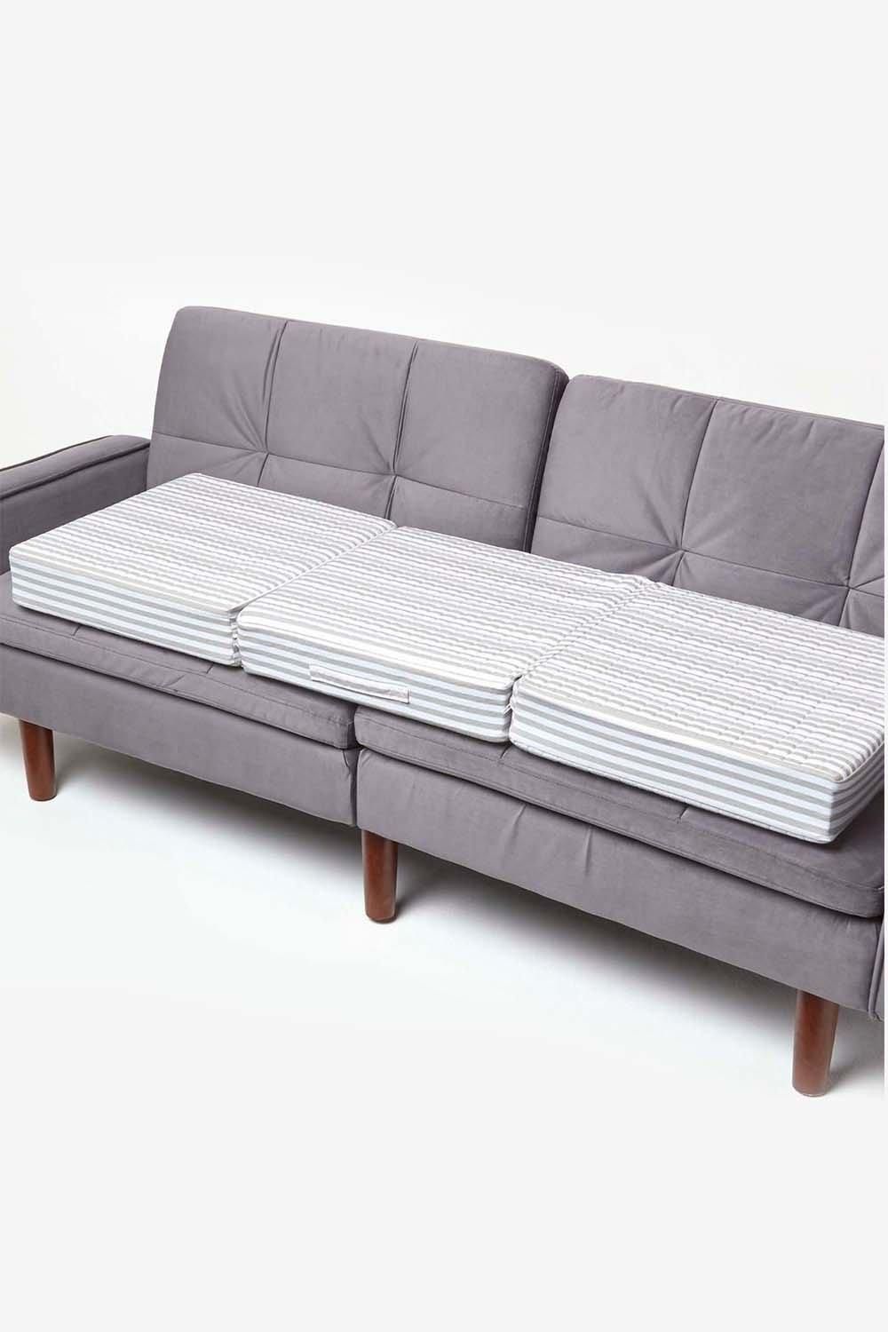 Homescapes Cotton Orthopaedic Foam 3 Seater Booster Cushion in Grey