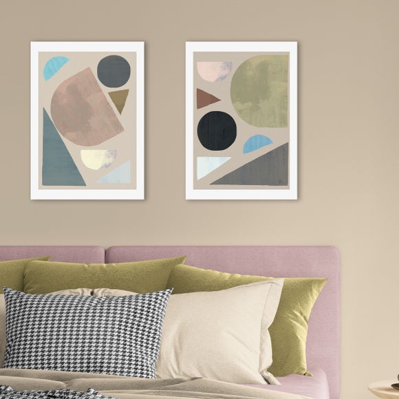 East End Prints Set of 2 Muted Abstract Shapes Prints