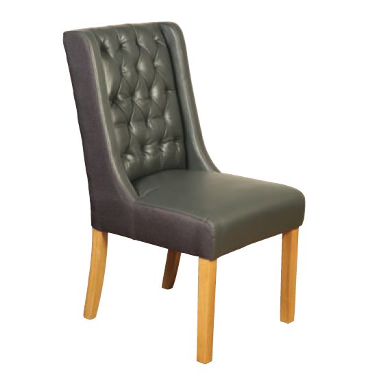 Olivia Leather Dining Chair In Grey