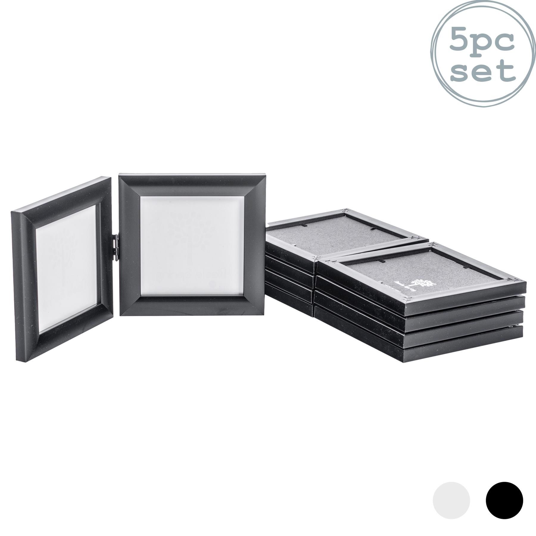 Nicola Spring Folding 2 Photo Frames - 4 x 4" - Pack of 5 in Black