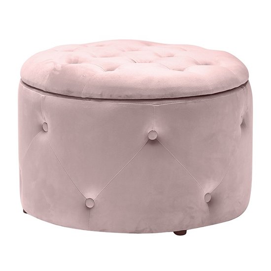 Cleo Round Storage Pouff In Pink