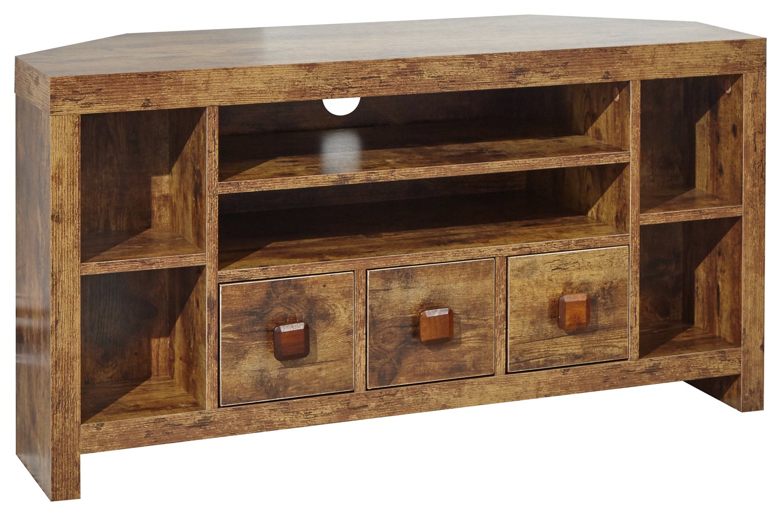 Jakarta 3 Drawer Corner TV Unit - Mango Wood Effect