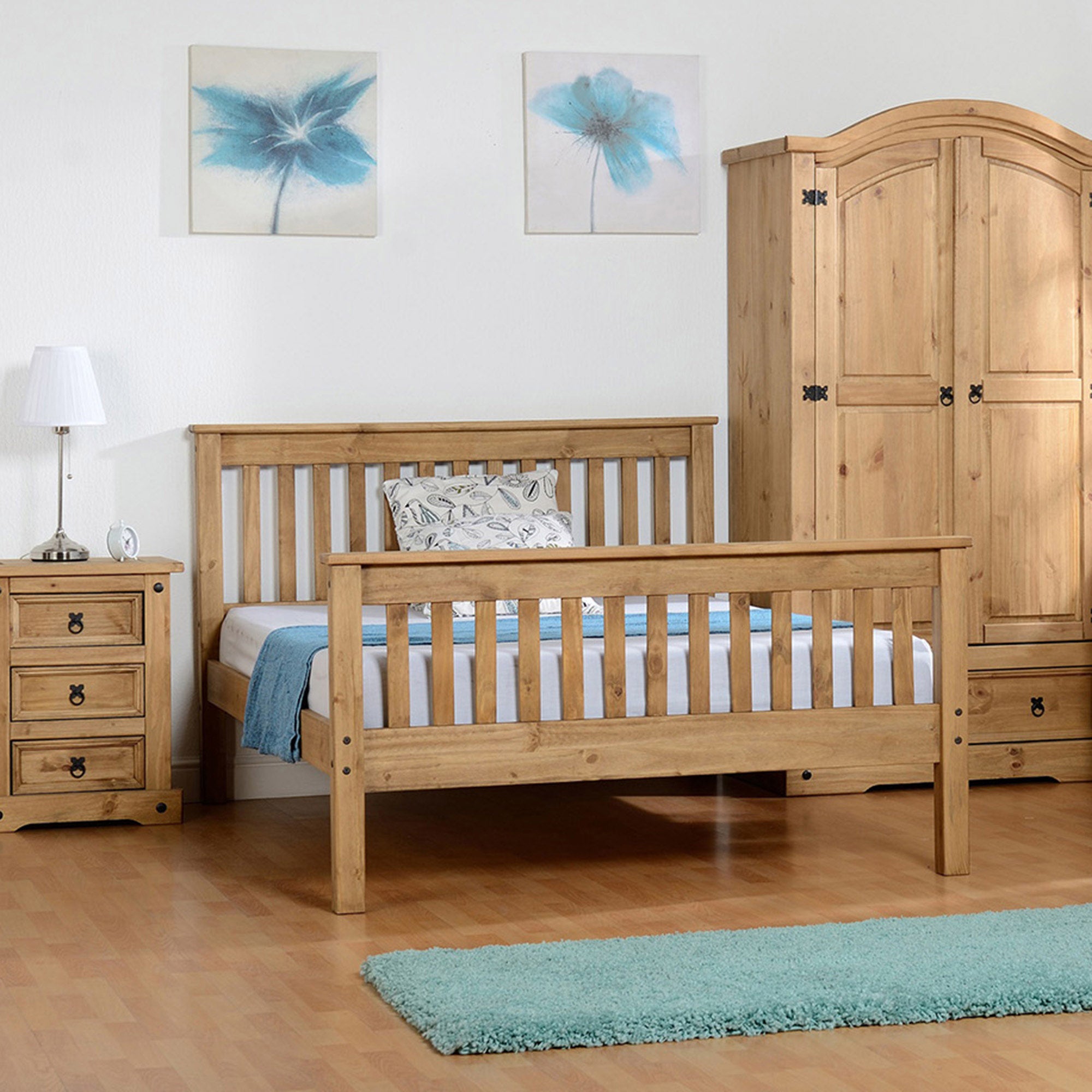 Monaco Pine High Foot End Bed Frame Brown