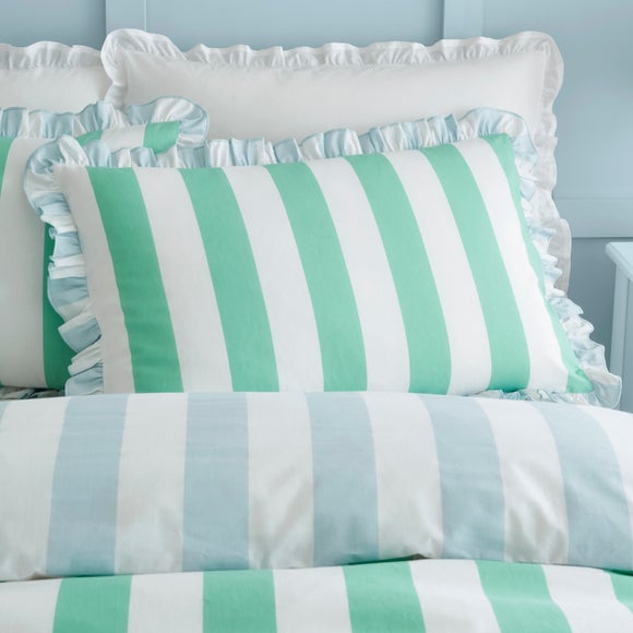 Emmy Frilled Stripe 100% Cotton Duvet Cover and Pillowcase Set