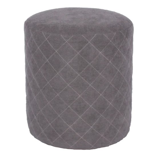 Arturo Round Fabric Upholstered Stool In Grey