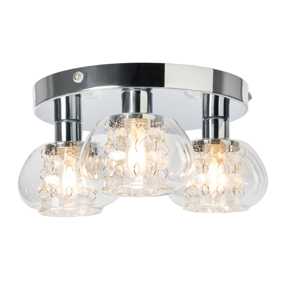 Klaudia Bathroom Flush Ceiling Light, Chrome