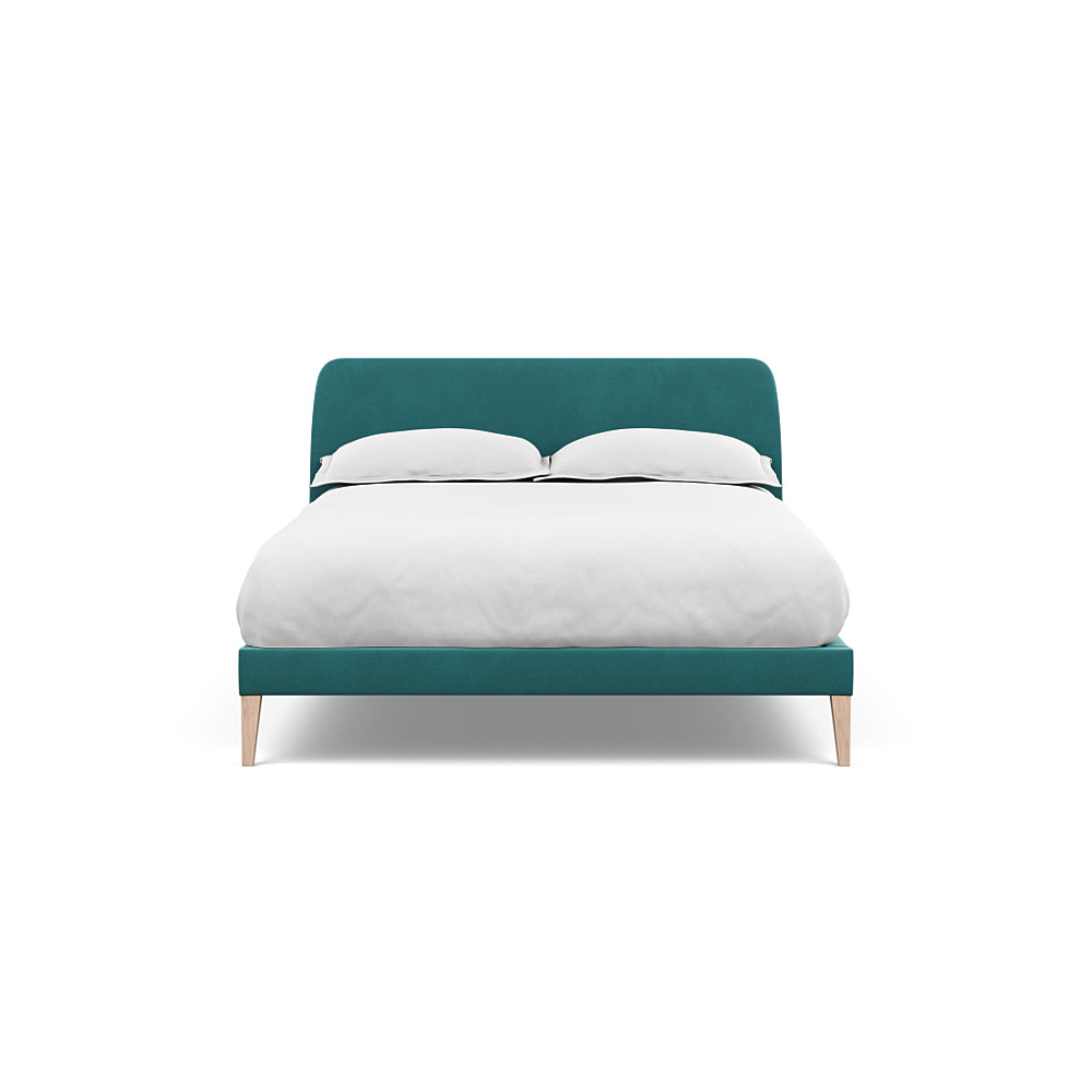 Heal's Wallis Bedstead Double Smart Velvet Turquoise Natural